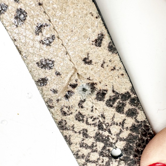 Michael Kors Metallic Animal Print Leather Belt with Silver Buckle, Size Large - Picture 6 of 11